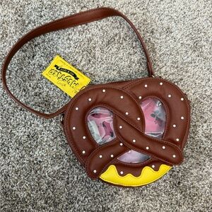 Vintage Betsey Johnson Brown Pretzel Crossbody Bag